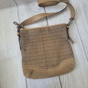 Vintage Coach Jaquard Suede Bottom Vintage Bag
